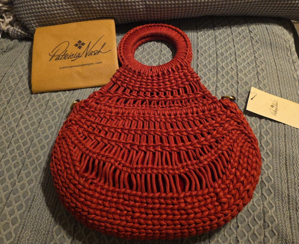 Patricia Nash Braided Round Tote in Deep Red